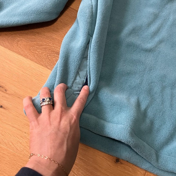 VTG ll bean women’s med pullover quarter snap fleece light blue green vintage - Picture 7 of 10